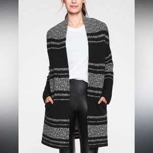 Athleta Black and Gray Striped Cardigan